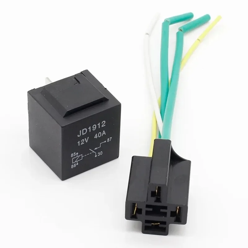 Waterproof Automotive Relay 12/24V 40A Red Copper Terminal 4/5P for Headlight Air Conditioner - Car Relay With Socket Wire