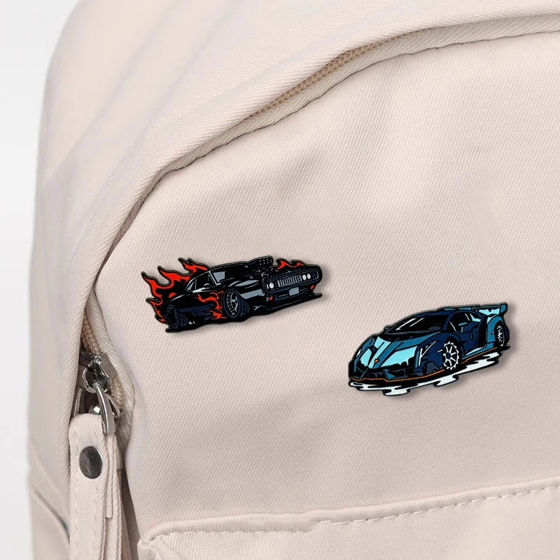 Super Sports Car Metal Brooch Racing Car Design Alloy Pin Badge Decoration for DIY Clothing Bags Hat Scarf Jeans Gift Accessory