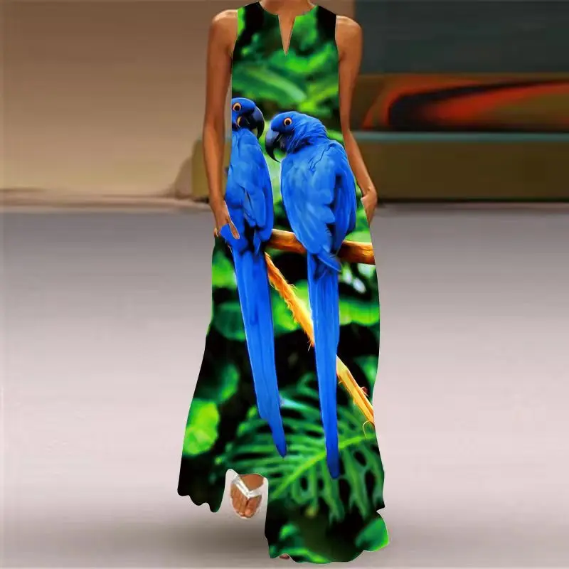 Women New Loose Floral Vintage Sexy Ruffles Befree Big Large Dress Large Big Summer Camis Party Elegant Maxi Dresses