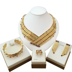 Hot Sale Italian Gold Plated Party Jewelry Set Luxury Big Bold Necklace for Women FHK18868