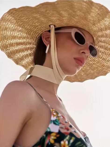 summer-outdoor-beach-crown-top-wave-brim-straw-hat-mcstraw-material-knot-design-casual-fashion-new-style-youth-hat-for-women