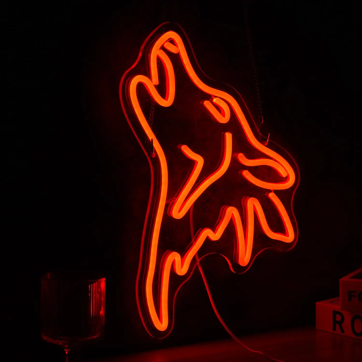 الذئب النيون تسجيل USB عكس الضوء LED ضوء النيون ل جدار ديكور غرفة الاطفال صالون رجل الكهف ديكور المنزل هدايا الحفلات