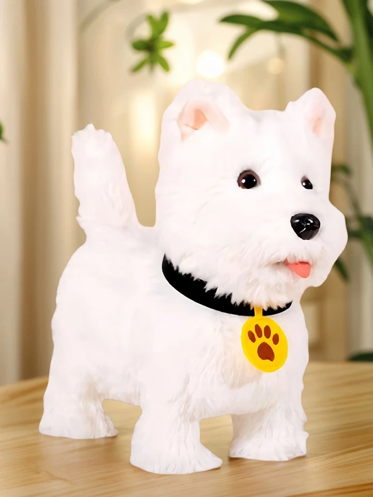 ตุ๊กตาสุนัขหุ่นยนต์อิเล็กทรอนิกส์แบบนุ่ม เดินได้ ส่งเสียงเห่า กระดิกหาง ของเล่นสัตว์เลี้ยง ของขวัญสำหรับเด็กชายและเด็กหญิงอายุ 3 ปีขึ้นไป