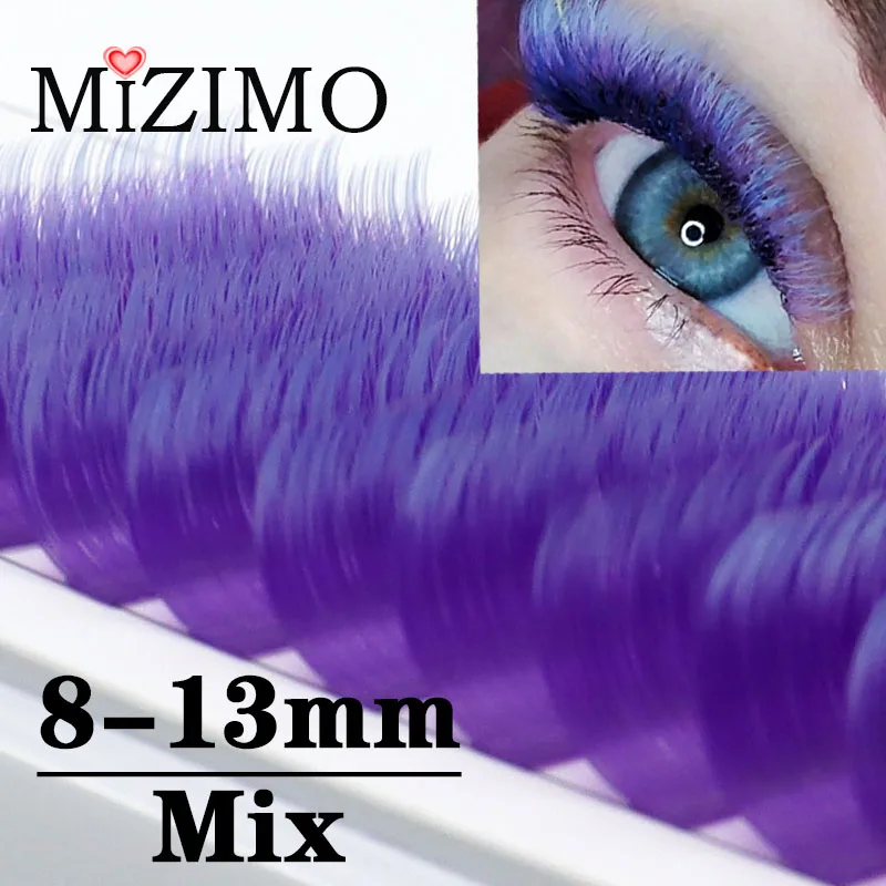 Color Single Grafted False Eyelashes Mixed Length Natural Soft Extension  0.07/0.10mm C/D 8-15mm Makeup Manual Flowering