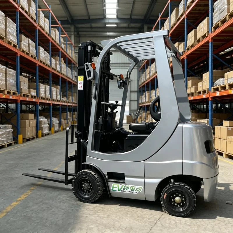 Industrial 4 Wheel Electric Forklift with Full Cab Enclosure for Outdoor Dusty Environment Construction Material Yard Customized