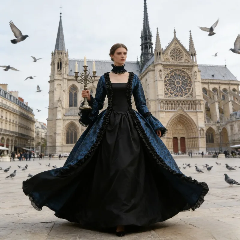 Vestido de Corte Medieval Renacentista Victoriano - Elegante Vestido de Gala con Corsé para Cosplay, Bodas Góticas y Fiestas Temáticas Vintage