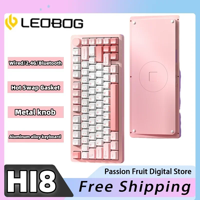 LEOBOG Hi8 aluminum mechanical keyboard wireless Bluetooth Tri Mode gasket structure metal knob hot-swappable gaming keyboard