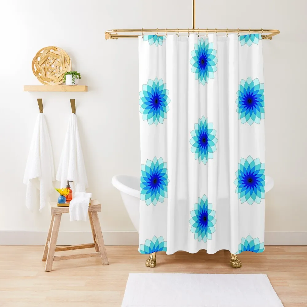 

Blue Ombre Mandala Geometric Flower Shower Curtain Bathroom Shower Cover Curtain