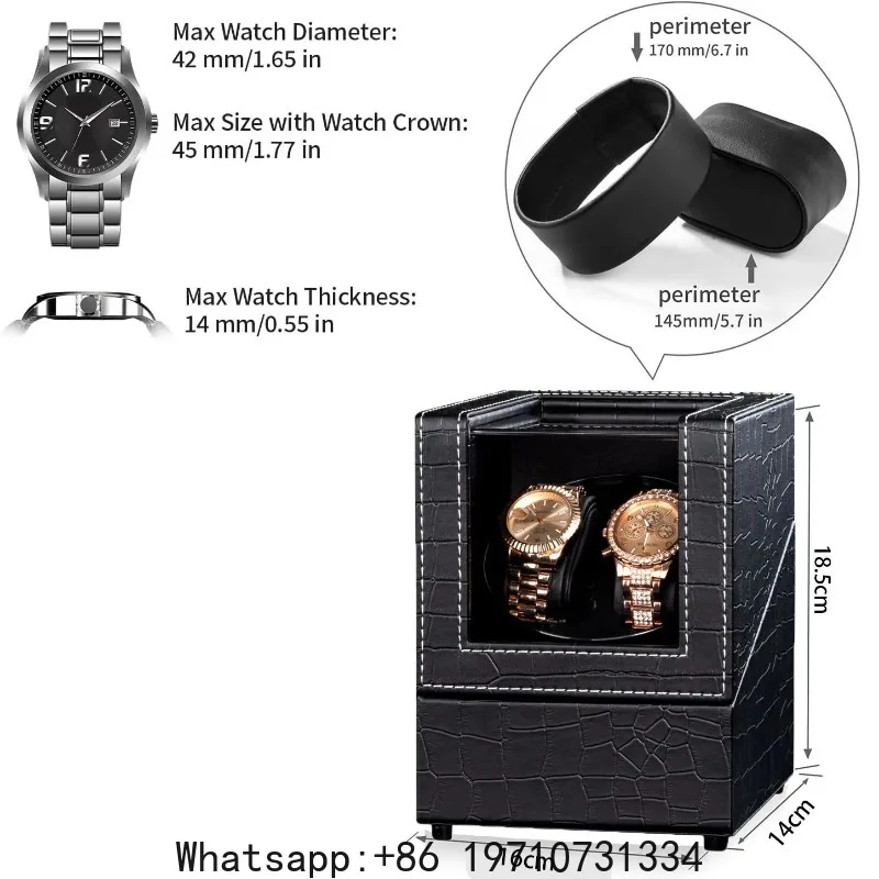 Vertical Double Watch Winder – USB-DC Automatic Display Case with Silent Motor & Stackable Feature