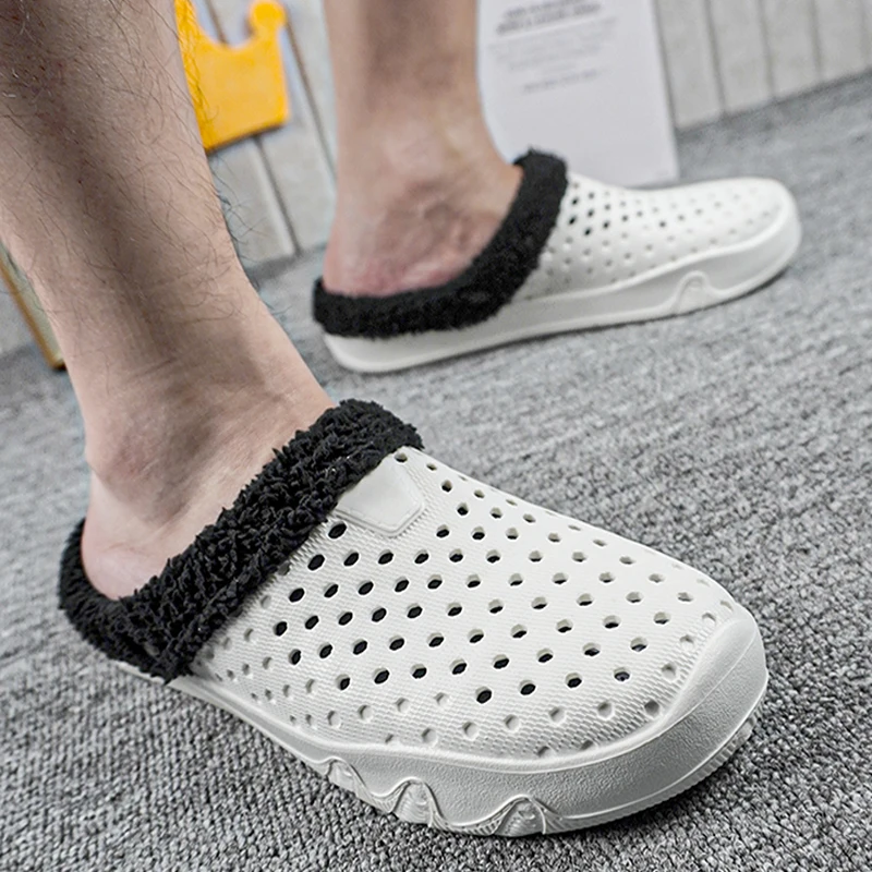 Winter Men Slippers Warm Cotton Shoes Casual Slides EVA Plush Shoes Comfortable Light  Slippers Indoor Shoes For Couple 36-47