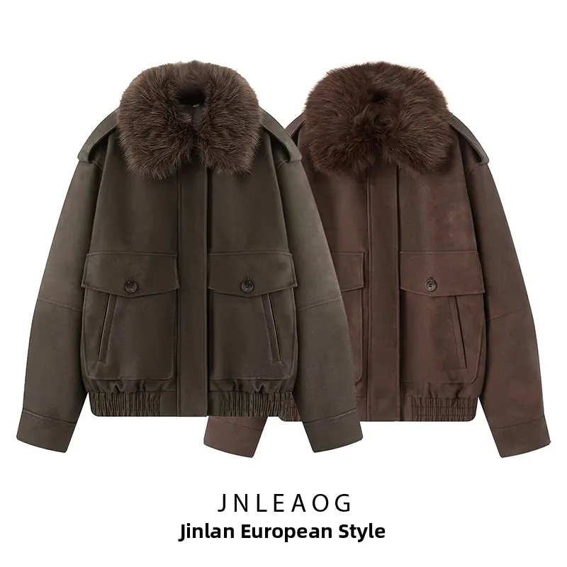 

JNLEAOG, осеннее новое женское пальто Faion Jaet с эффектом искусственной замши, универсальное длинное пальто с капюшоном и застежкой-молнией