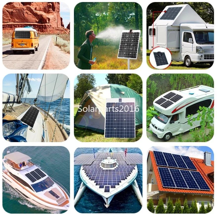 18V Flexible Solar Panels 50W 100W 120W Solar Balcony Photovoltaic Panel for Home Car Boat Camper 12V Battery Charger Waterproof