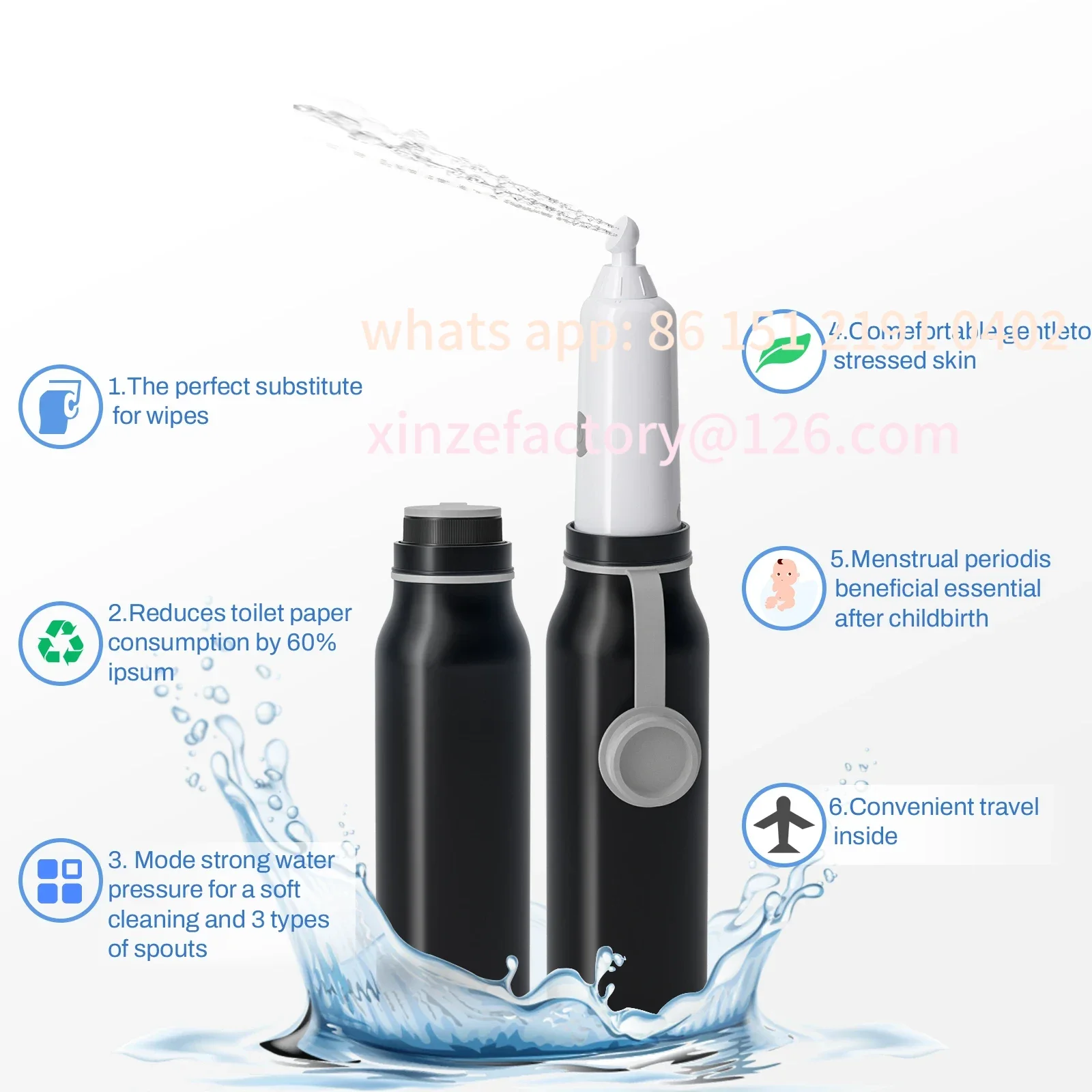 

Customizable Bidet portatile da viaggio con 3 impostazioni spray Bidet portatile Detergente personale