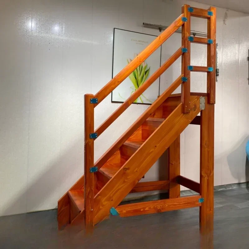 Duplex-Loft-Holzleiter, Plattformtreppe, gerade Leiter, Haushalt, integrierte Holztreppe, Bühnenleiter, Loft-Boden mit Handlauf