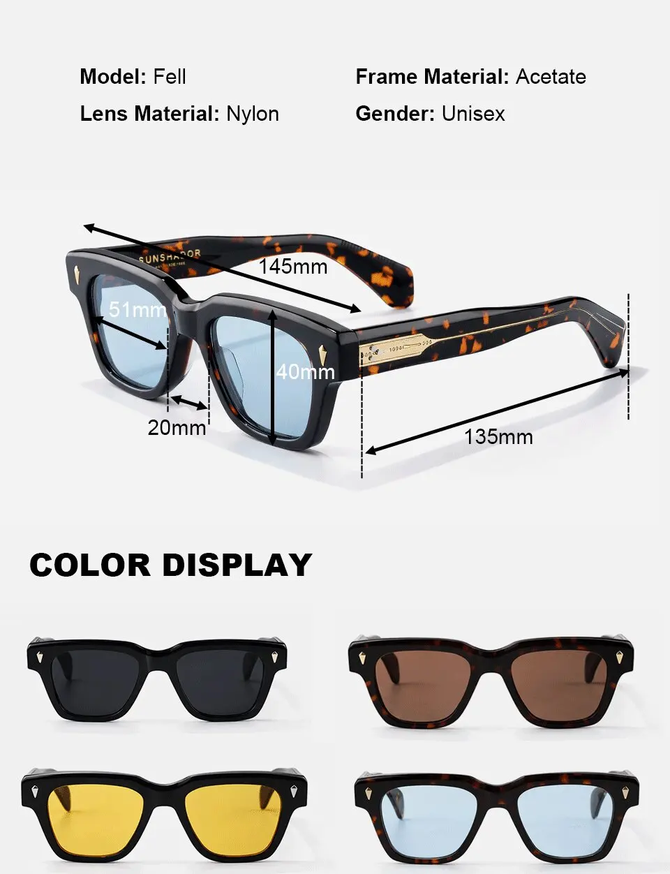 Luxusmarke Original Top-Qualität Sonnenbrille Handgefertigte Acetat-Herrenbrille Gafas De Sol Designer-Damenbrille Outdoor UV400 Schutz SONNENBRILLE – Detail 4