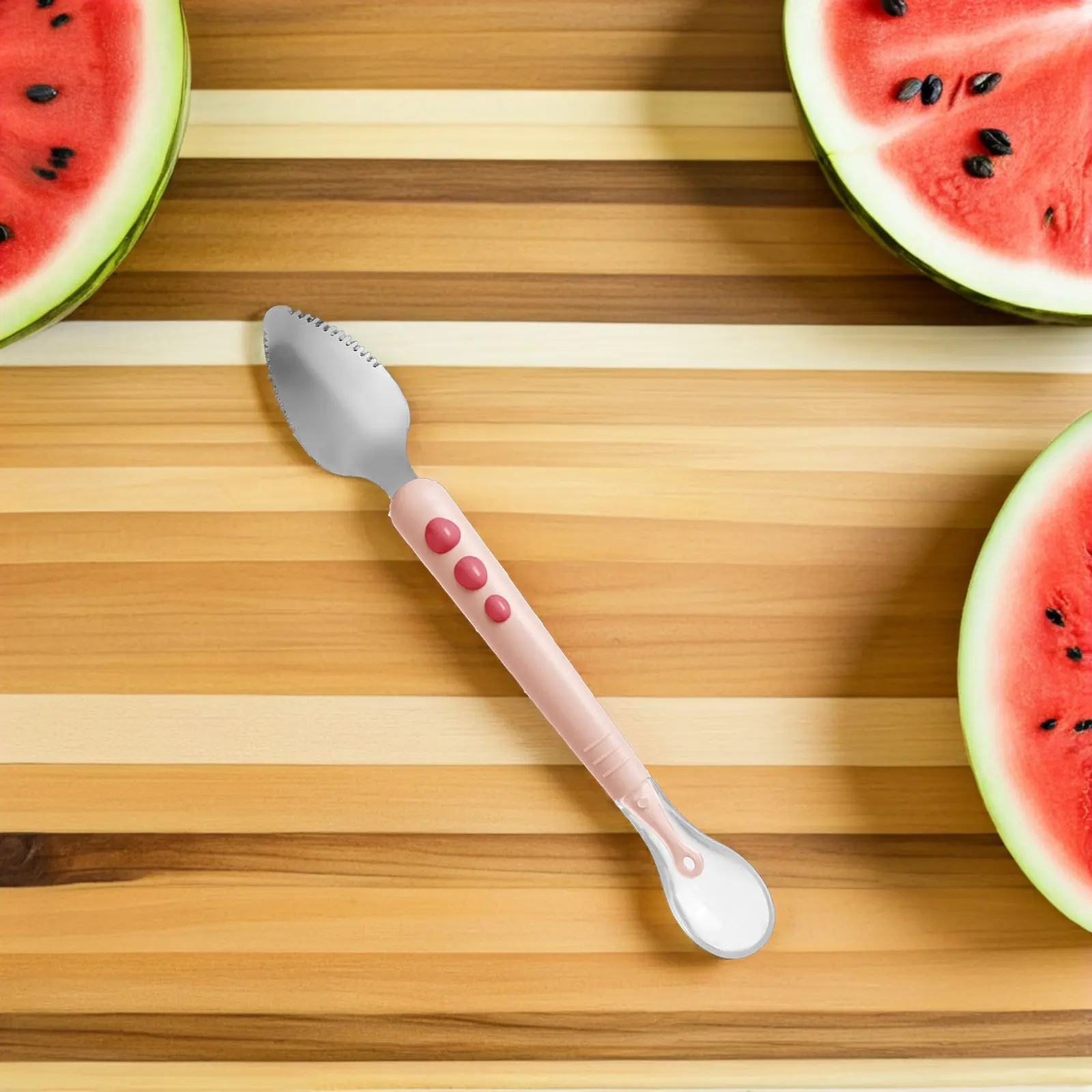 

Double Head Infant Food Spoon for Baby Feeding and Training Use Fruit Puree Scraping Spoon Soft Grip Comfortable Handle