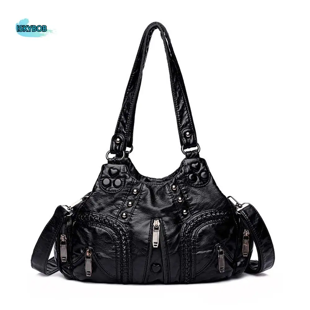 

PU Leather PU Shoulder Bag Retro American Style Fashion Design Versatile Saddle Bag Solid Color Korean Style