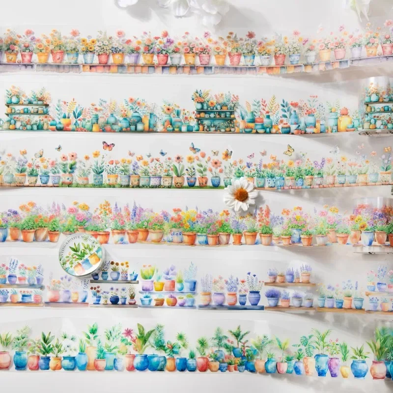 

1Roll 2M Plants Handbook Material Happy Mood School Supplies Plant Adhesives Planting Potted Landscaping Tape Ins Stickers DIY