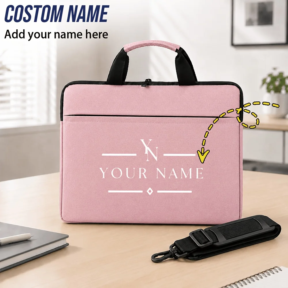 Personalized Initial Custom Name Laptop Bag, Large-Capacity Briefcase, Multifunctional Laptop Handbag with Shoulder Strap