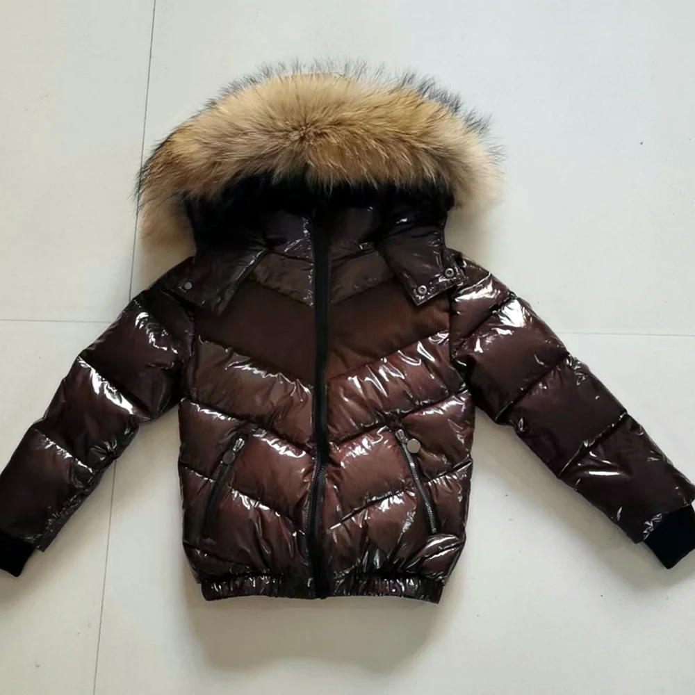 2024 Winter New Children\'s Down Jacket Boy Girl\'sNatural Fur Collar Detachable - 30 Degree  Cold Proof Parka Coat 2-16t