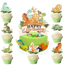 Forest Dinosaur Birthday Decorations Cake Topper Baking Cake Decor Jungle Safari Happy Birthday Party Decor Kids Party Supplies