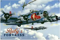 ILKSTI Rubys Fortress B-17 Bomber Plane WWII Tin Signs Vintage Decor for Bars,Diner,Cafes Pubs Garage Home Wall Art Poster Metal