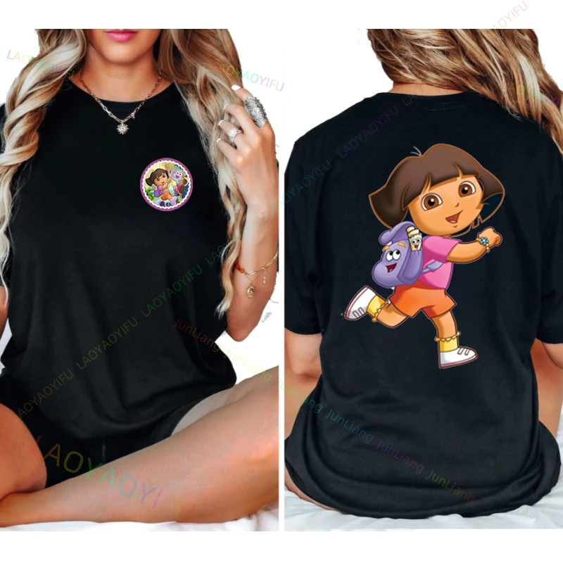 دورا المستكشف لطيف Harajuku ريترو الكرتون 90s تي شيرت للجنسين النساء الرجال تي شيرت شخصية بلايز الشارع الموضة #6