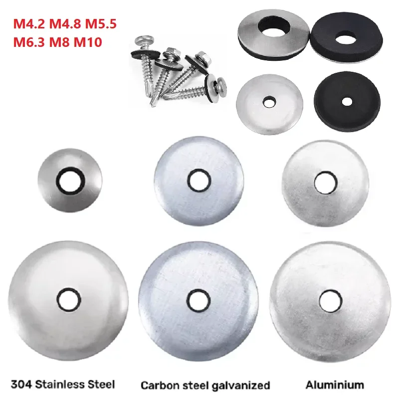 M4.2 M4.8 M5.5 M6.3 M8 M10 Composite Waterproof Gasket Anti Slip Drill Tail Screw Roofing Washers 304 SS Aluminium Galvanizing