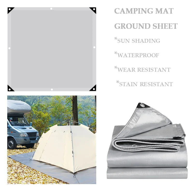 180GSM Waterproof Tent Mat Camping Ground Sheet PE Coating Tarpaulin Rainproof Sun Shading Sail Garden Sunblock Shade Cloth