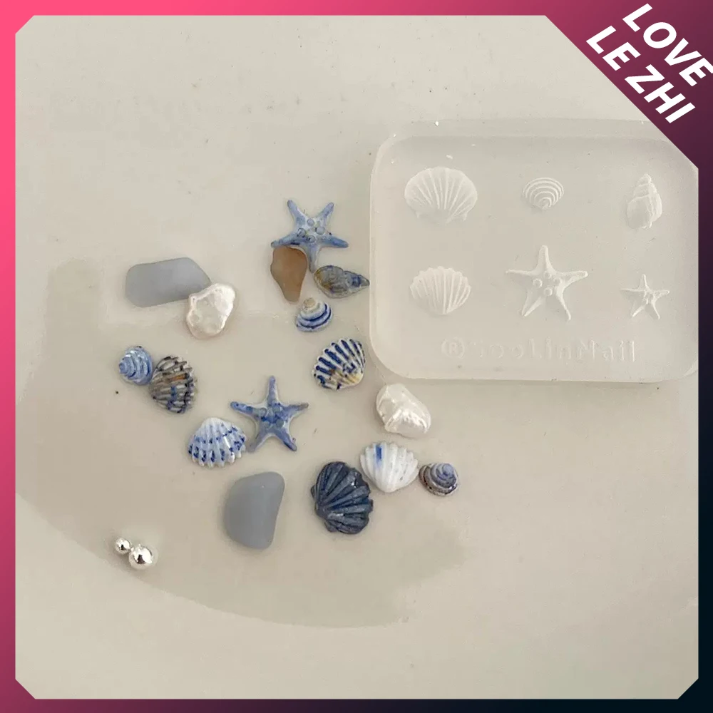 

1Pcs Blue Sea Starfish Shell Conch 3D Acrylic Nail Mold Art Decorations Diy Handmade Silicone Nails Charms Accessories Gift