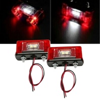 2pcs LED Lights Front Rear License Number Plate Lamps Truck Trailer Van Bus 12-24V Red Light Waterproof Car License Plate Light