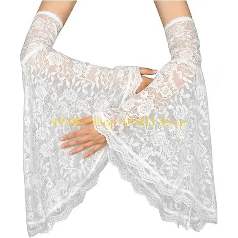 

49MD Дышащие нарукавники Готические кружевные нарукавники с трубчатыми манжетами для Хэллоуина