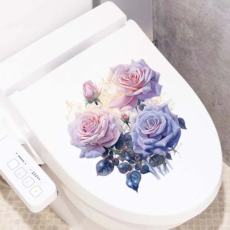

Rose Flower Plants Wall Sticker Bathroom Toilet Decor Decals Living Room Cabinet Home Decoration Self-adhesive Decals M1005