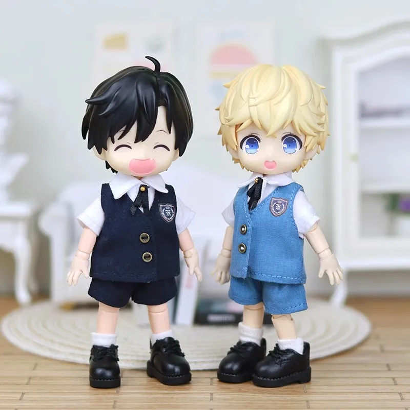 

1/12 12 Points Doll Clothes Fashion College Uniform Set Model Accessories Fit Bjd P9 Body In Stock