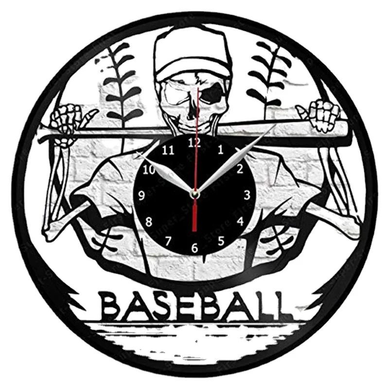 Baseball Handmade Vinyl Exclusive Clock Art Decor Home Vinyl Record Wall Clock Black Original Gift Unique Design