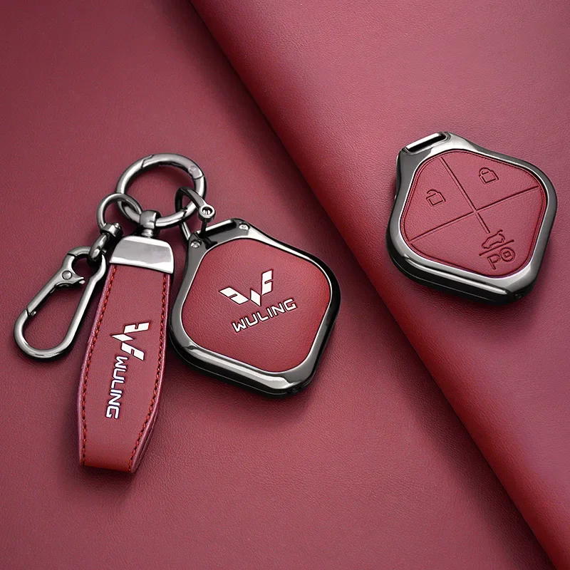 Zinc Alloy Car Key Case Cover Shell for SGMW Wuling BINGO Airev 2023 Baojun Kiwi EV Keychain Remote Cover Shell Fob Accessories 5