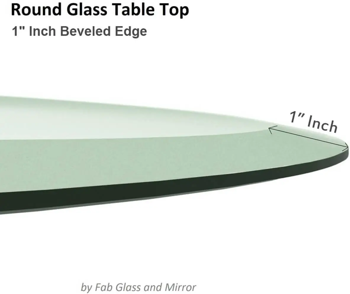 

14"" Inch Round Glass Table Top 1/2"" Thick Tempered Beveled Edge By