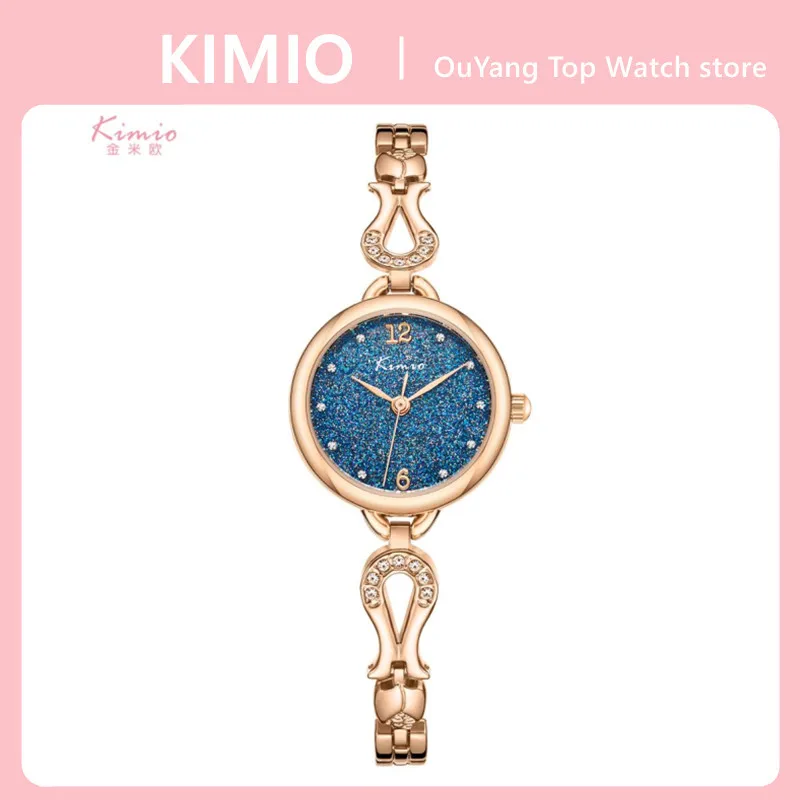 

KIMIO Women Watch Luxury Brand Rhinestones Bracelet Fashion Starry 2022 New Rose Gold Ladies Quartz Watch For Female Student