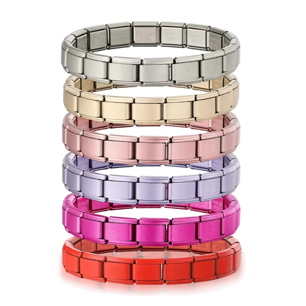 Fashion Stainless Steel Elastic Italian Links Charm Bracelet 9mm Width Simple Design Bangle For Men Women DIY Making Jewelry image 5