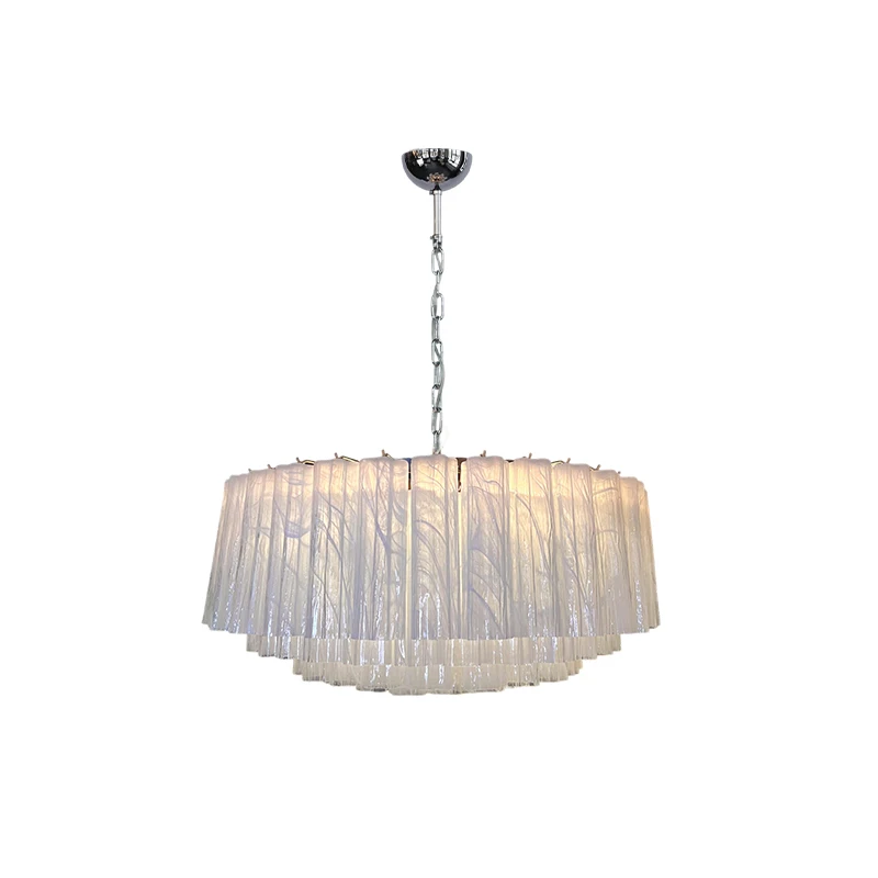 French Glass Collection Gold Chrome Dimmable LED 2026 Chandelier Hanging Lamp Lustre Suspension Luminaire Lampen For Living Room