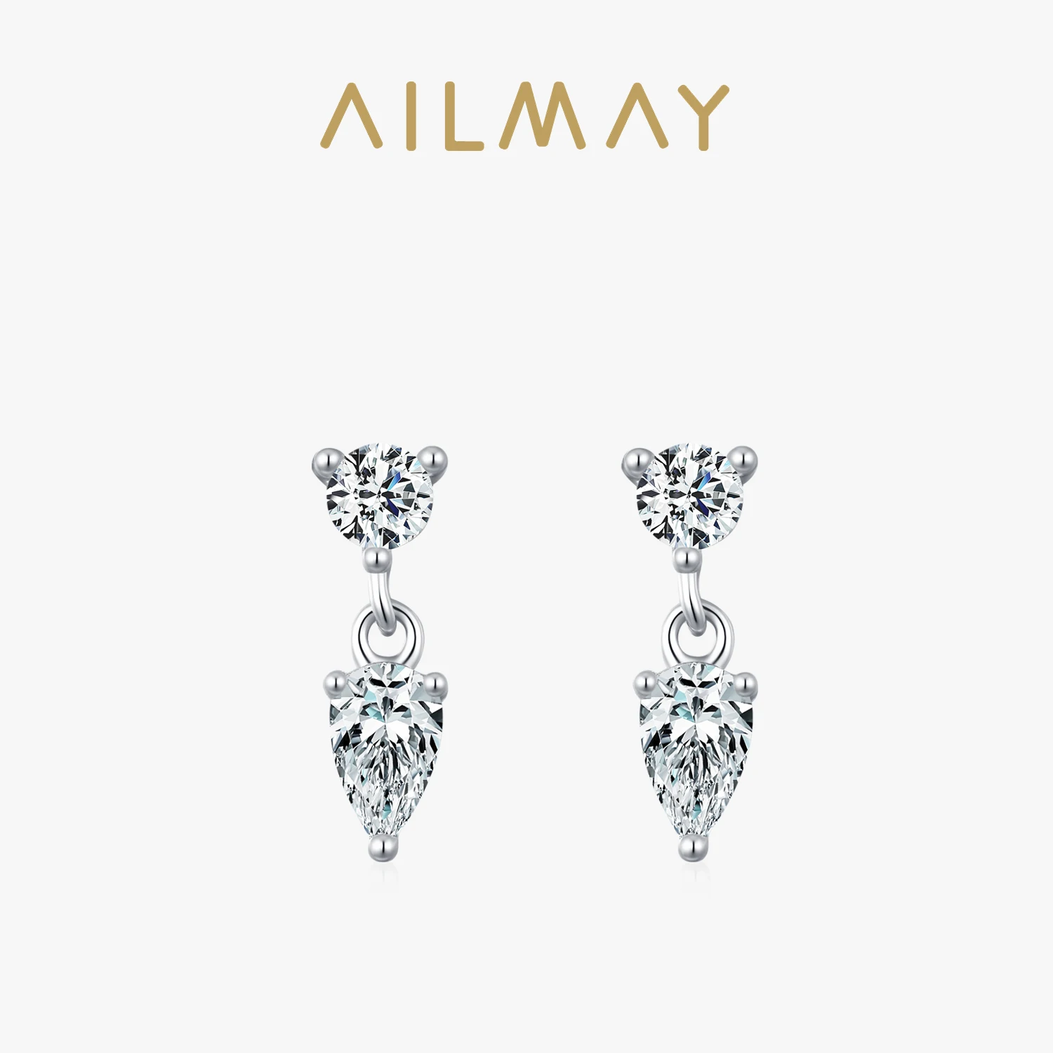 

Серьги-подвески Ailmay Shining Zircon в форме капли для женщин, из стерлингового серебра 925 пробы, с геометрическим дизайном, ювелирные изделия, свадебный подарок