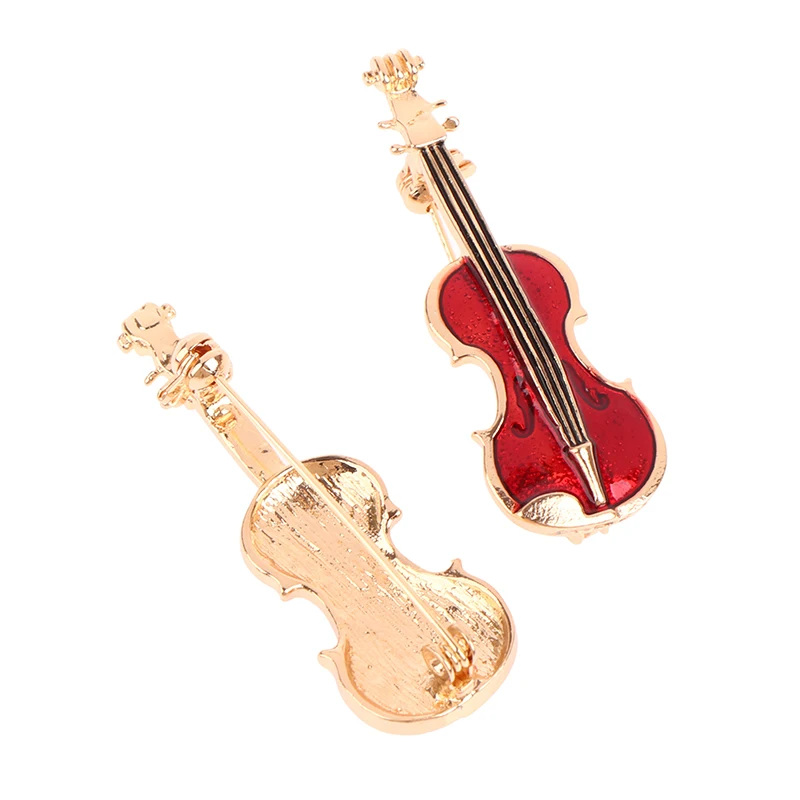 1Pc Fashion Violin Pins Punk Brooches Crystal Rhinestone Musical Instruments Brooch Pin Jewelry Accessories