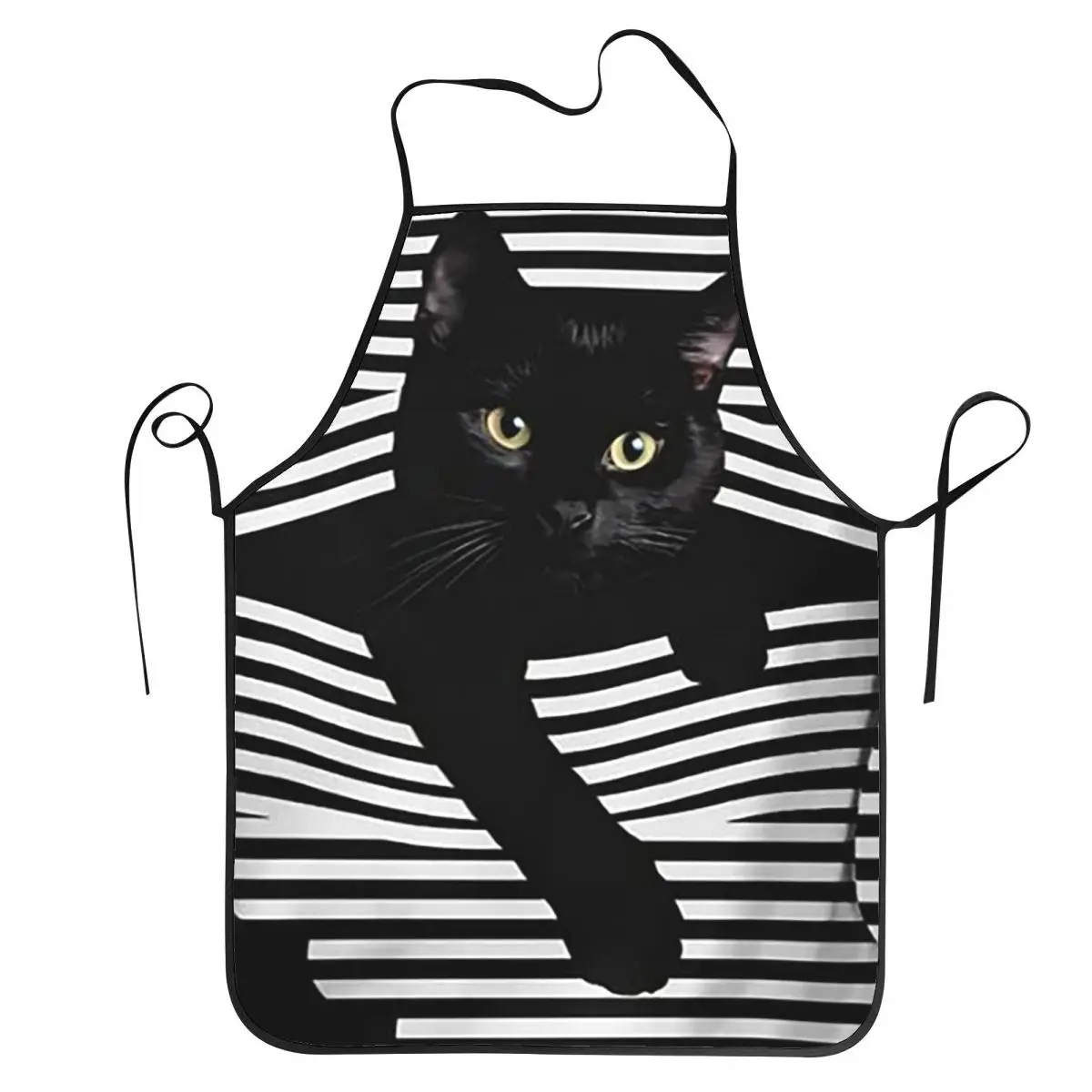 Lustige Schwarze Katzen-Schürzen, Kochschürze, Wasserdichte Latzschürze für Küche und Reinigung, für Frauen und Männer, zum Malen