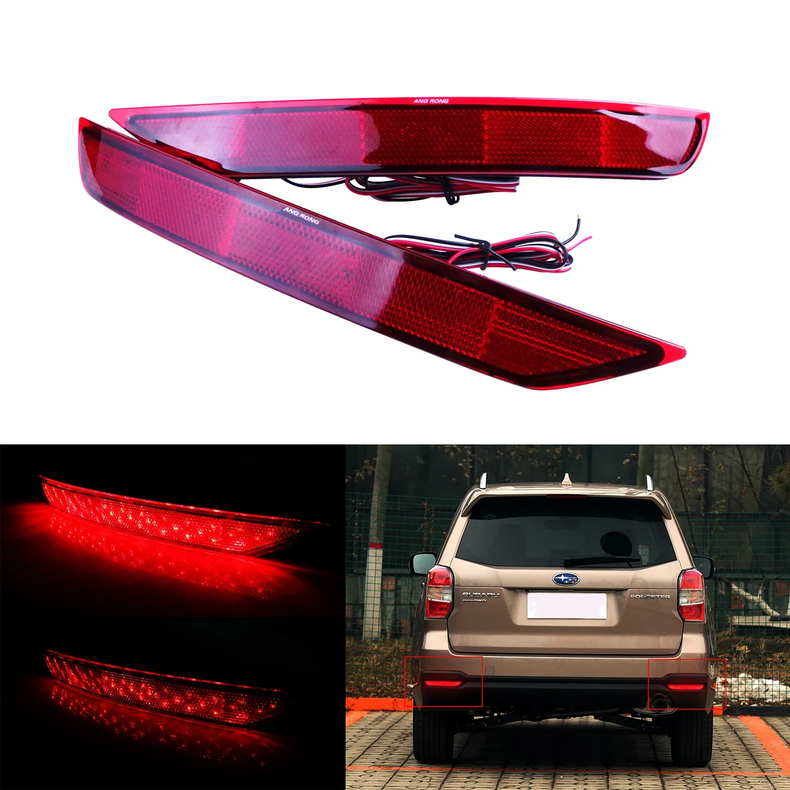 

1 пара красных светодиодных задних бамперных фонарей-отражателей для Subaru Forester SH SJ 2009-2018: стоп-сигналы, габаритные огни