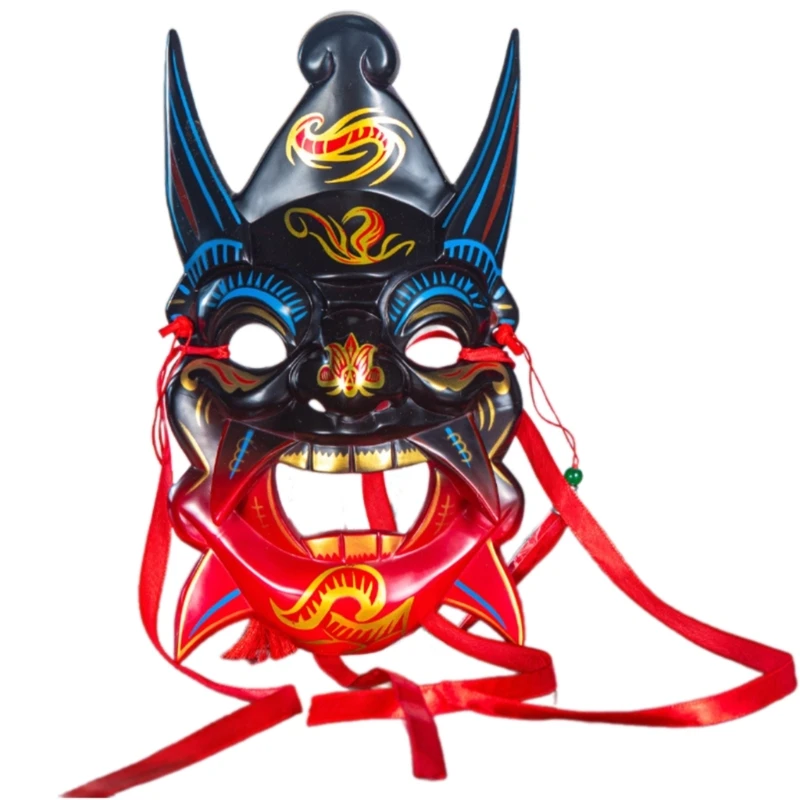 

652F Unisex Masquerade Mask Hand Painted Nuo Operas Mask Cosplay Mask for Temple Carnival Halloween Dress up Party Mask Gift