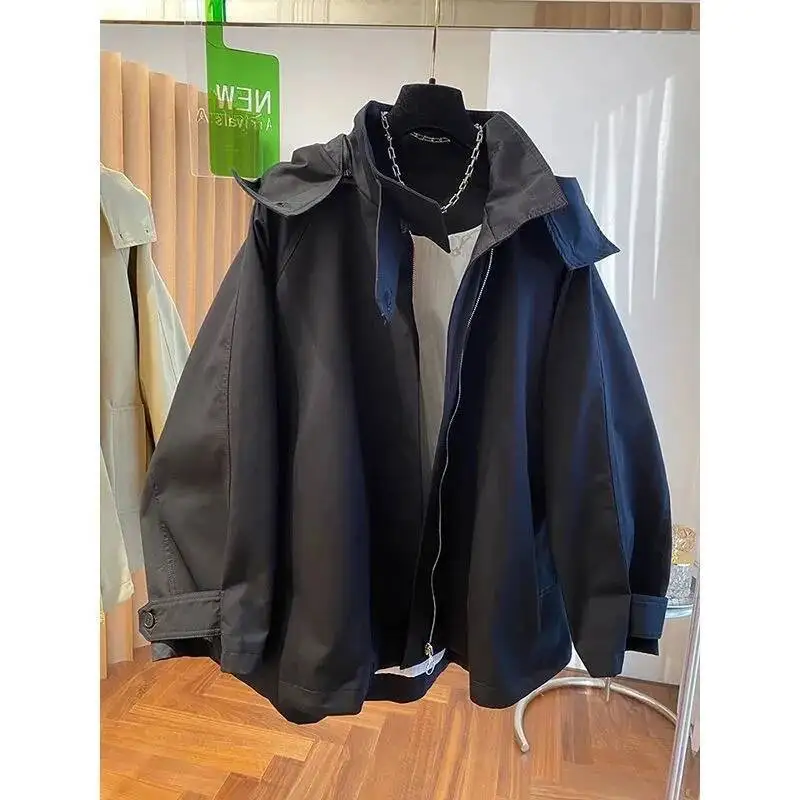 Women's Windbreaker 2025 Spring Autumn Korean Version Hooded Lady Outerwear Leisure Advanced Comfortable Ladies Trench Coat