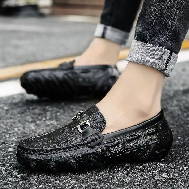 black brown loafers shoes for man crocodile shoes man wholesale