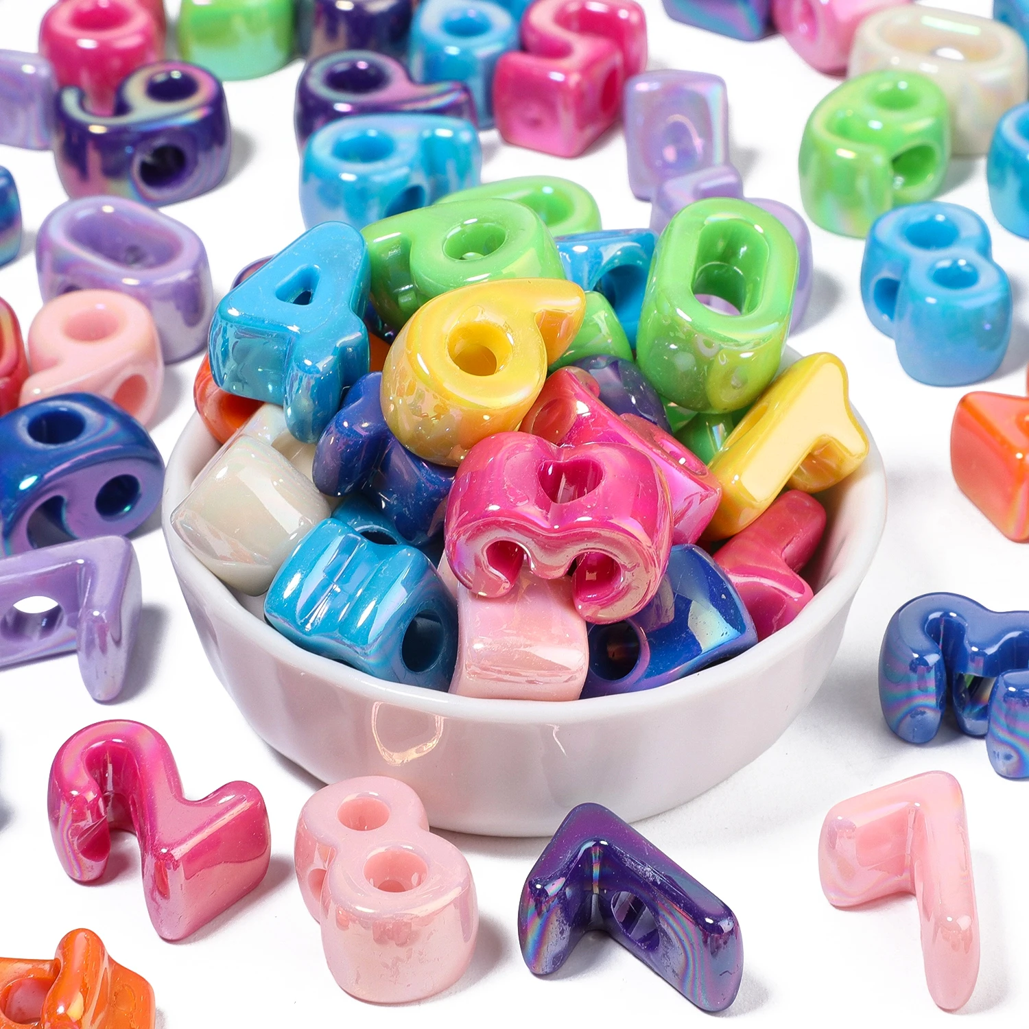 100g Farbige Acryl-Abstandshalterperlen mit großen Löchern für DIY-Schmuckherstellung, Armbänder, Ohrringe, Halsketten, Schlüsselanhänger-Materialien – Detail 3