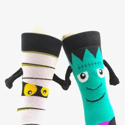 Chaussettes en elin magnétiques colorées pour couple, cadeau d'Halloween, créatif, heureux, affaires, drôle, doux, Harajuku, tenant les mains