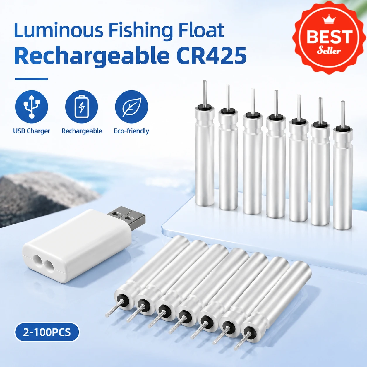 New Luminous Fishing Float Rechargeable CR425 Electric 1Hole 2Hole USB Charger Night Fishing Buoy Bobber Luminous Float Tackle